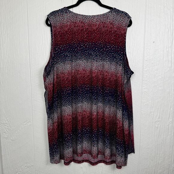 Catherines Red White Blue Polka Dot Patterned Layered Tank Top Size 3X 26/28W - Picture 4 of 6